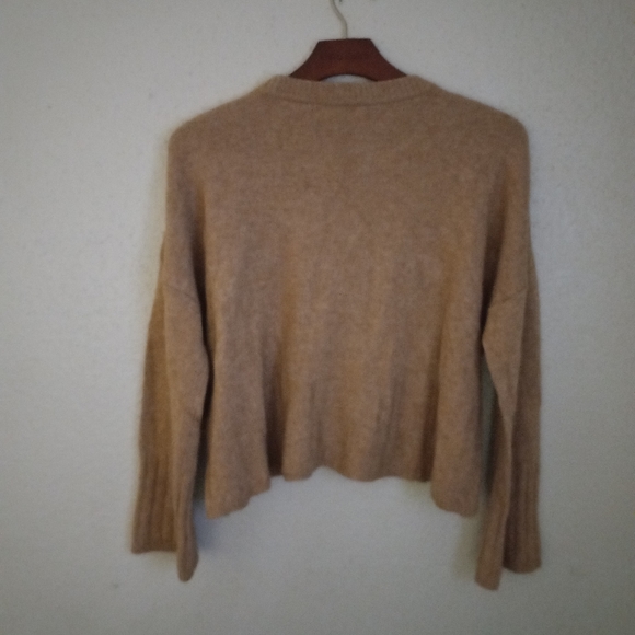 Madewell M Camel Crew Neck Crop Long Sleeved Pullover Sweater - Picture 3 of 5